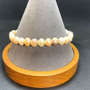 Pink & White Freshwater Pearl Adjustable Bracelet Spring Ring Clasp 9.25'' Long